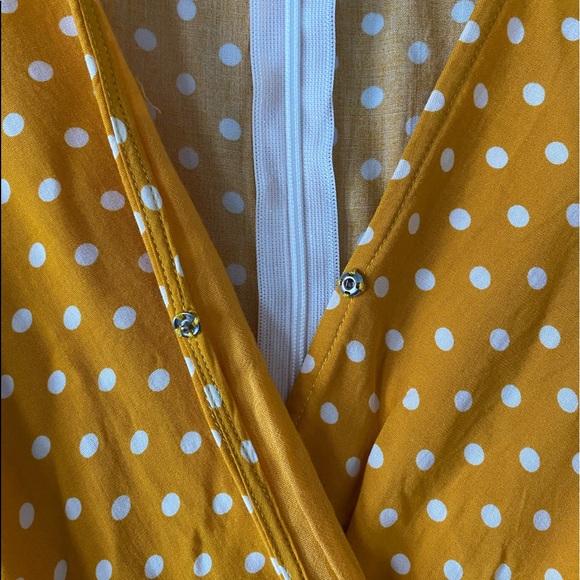 Yellow dress with white polka dots, size Medium - Picture 2 of 8